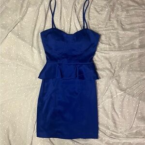 Elegant Blue Peplum Dress